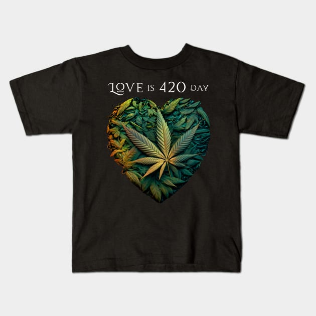 Love is 420 Day: Stay Trippy Hippie on a Dark Background Kids T-Shirt by Puff Sumo